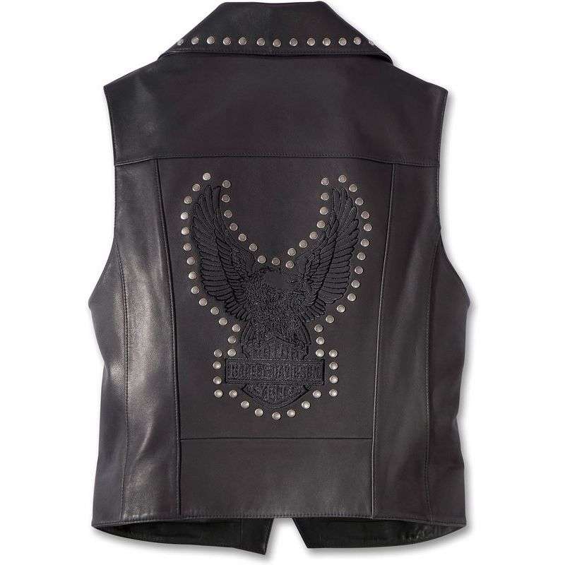 Womens Classic Eagle Studded Leather Vest - L