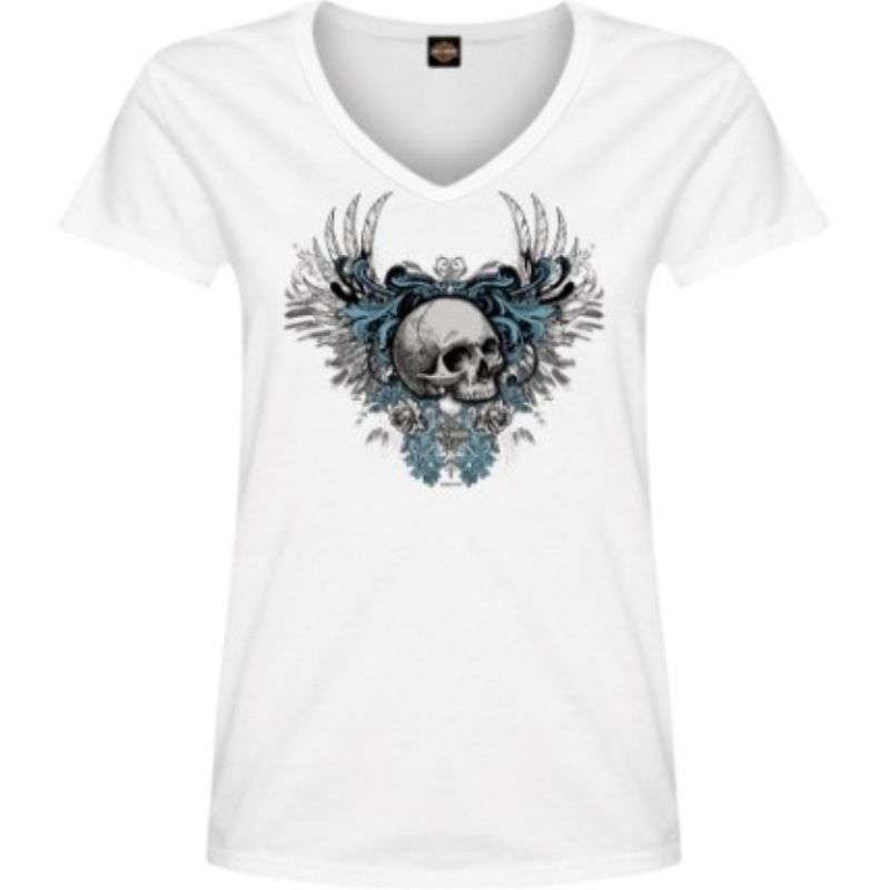 Womens Skull Flight V-Neck Dealer Tee - XS