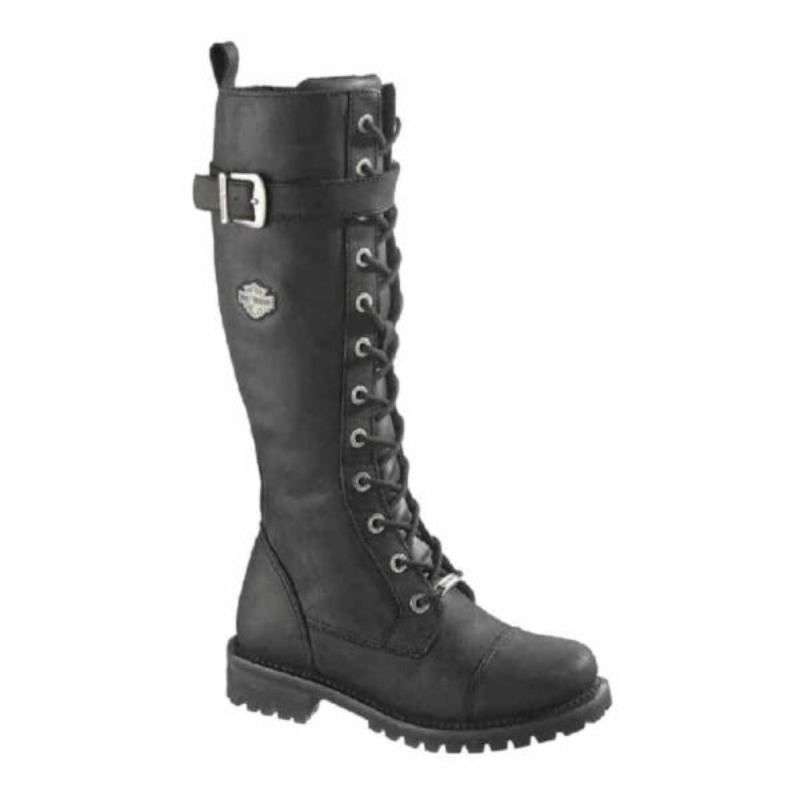 Womens Savannah Leather Motorcycle Boots - UK 3