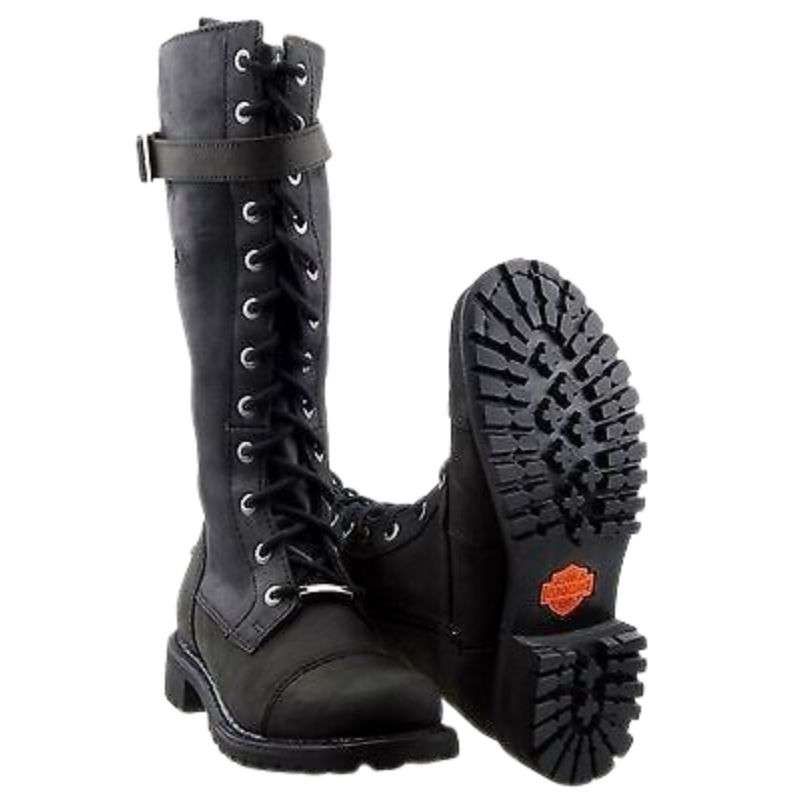 Womens Savannah Leather Motorcycle Boots - UK 3