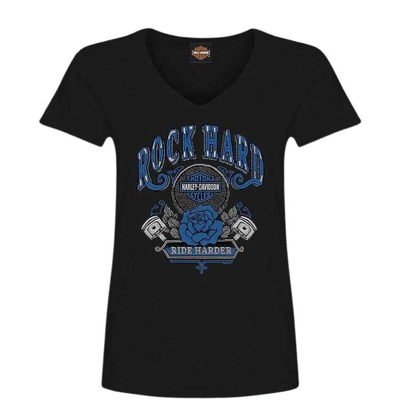 Womens ROCK HARD LDS V-NCK T BK - 2XL