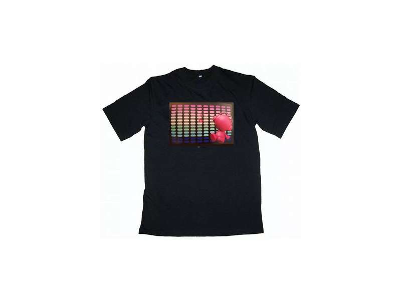 EL Panel Tshirts: Sound activated LED Light up Tshirt | Android Music Bot - XXXL, Black