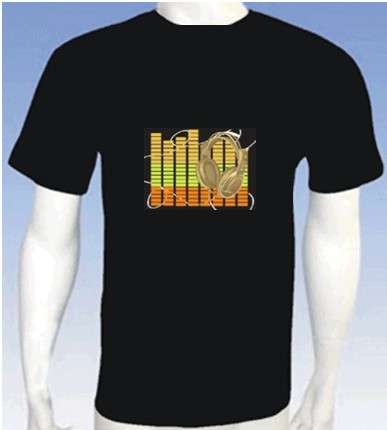 EL Panel Tshirts: Sound activated Light up Tshirt | Wired Headset