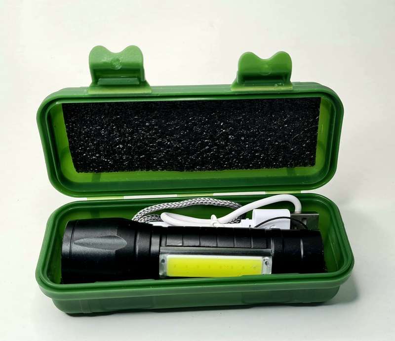 LED Flashlight Torch USB Rechargeable Built-in Battery Zoomable Function