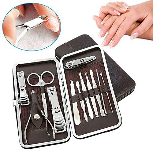 Manicure Pedicure Set Nail Clippers Kit -12 Piece Stainless Steel pack of 2