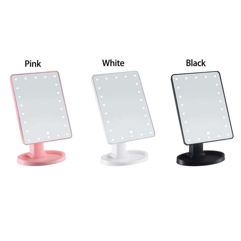 360 Degrees Rotation Battery Powered Touch LED Makeup Mirror | Pink