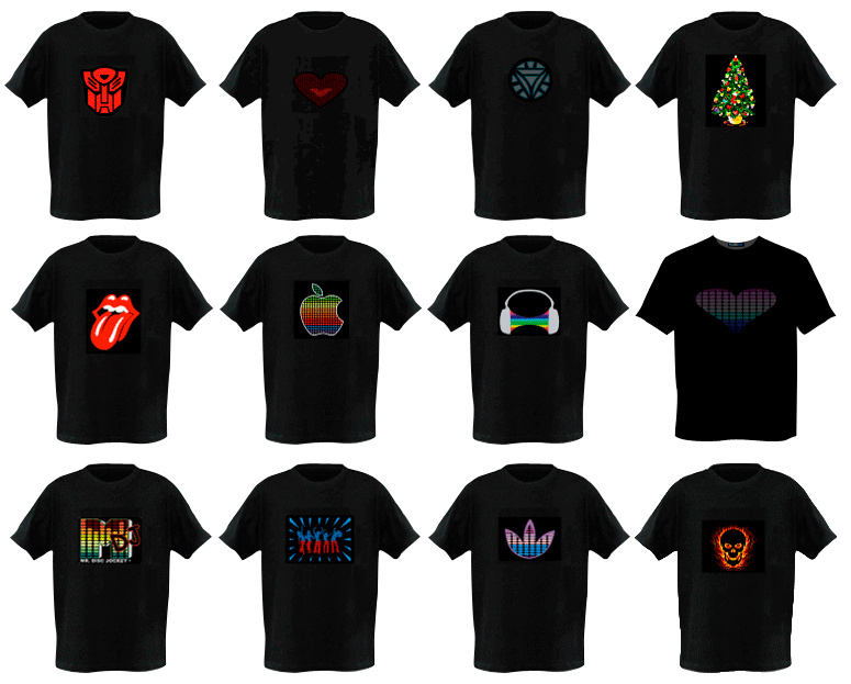EL Panel Tshirts: Sound activated Light up Tshirt DJ PRINT