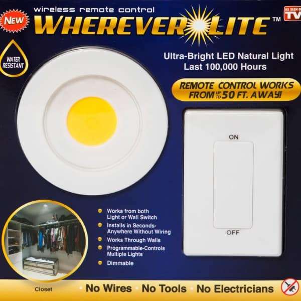 Wireless remote control light that's water resistant and wireless remote works from 50 ft away