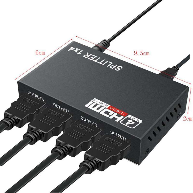 HDMI Splitter 1 in 4 Out Adapter Support 4Kx2K 3D 1080P