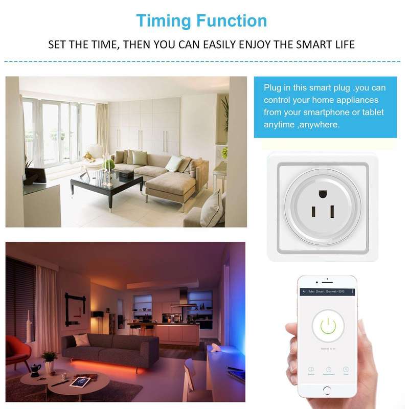 Wifi Smart Socket compatible with IOS and Android - control your appliances and lights via free App