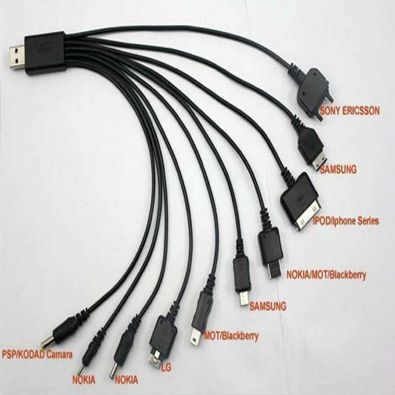 Universal 10 in 1 Multi USB Cable Car Charger for Mobile Phone | Black