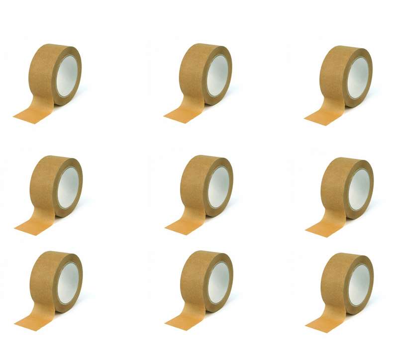 Self adhesive brown paper parcel Tape Waterproof plastic coated | 9 pieces