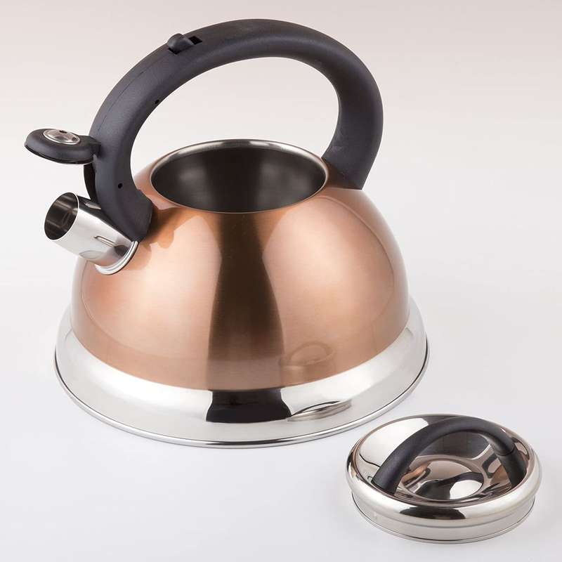 Round Bottomed Stainless Steel Whistling Kettle 2.6L | black | red | blue