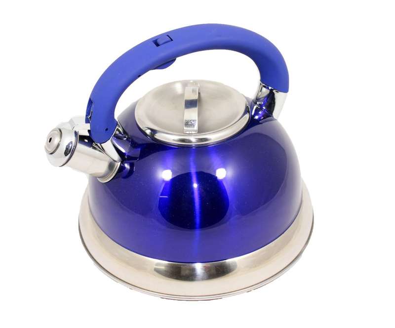 Round Bottomed Stainless Steel Whistling Kettle 2.6L | black | red | blue