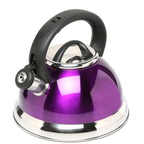 Round Bottomed Stainless Steel Whistling Kettle 2.6L | black | red | blue
