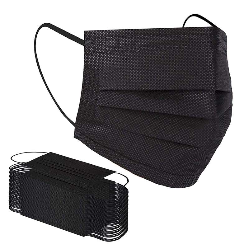 Face Mask - 3-Ply Disposable Masks - Black (Pack of 100)