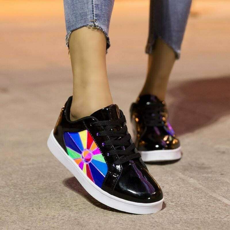 LED Light-Up Rechargeable Rainbow Sneakers - Kids sizes SA 7 - 2 / BLACK