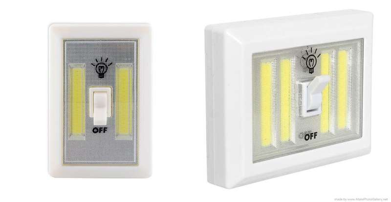 Large LED Wireless Wall Mounted Self Stick Magnetic Light Switch - 2 Pack