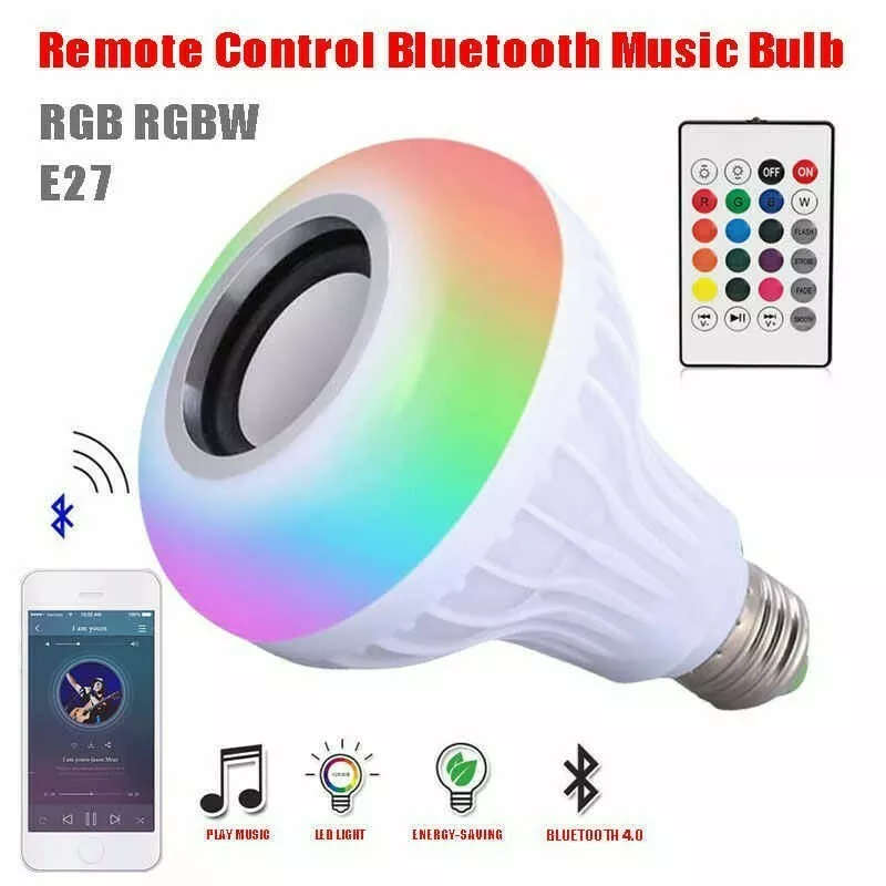 World One LED Bluetooth E27 Light Bulb Music Speaker - 2 Pack
