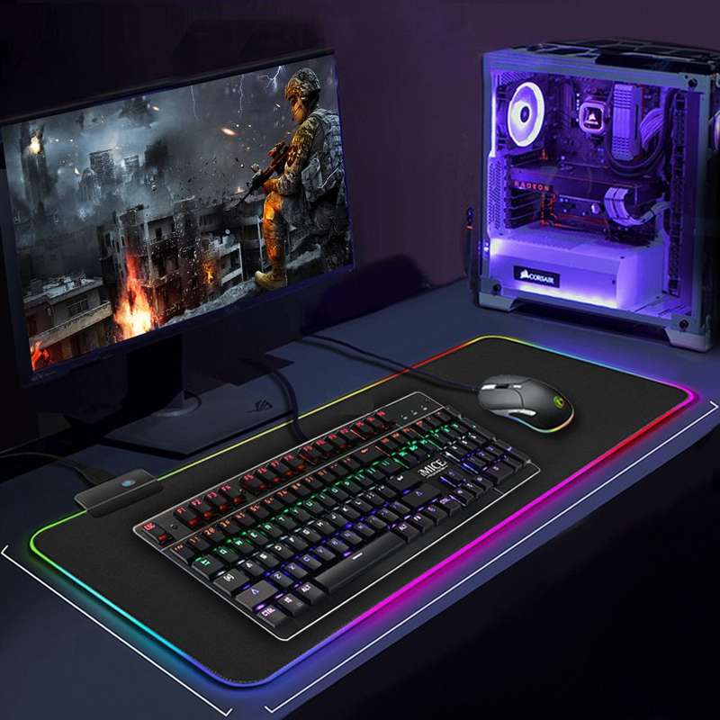 RGB Colourful Gaming Mouse Pad - Extra Large - Black