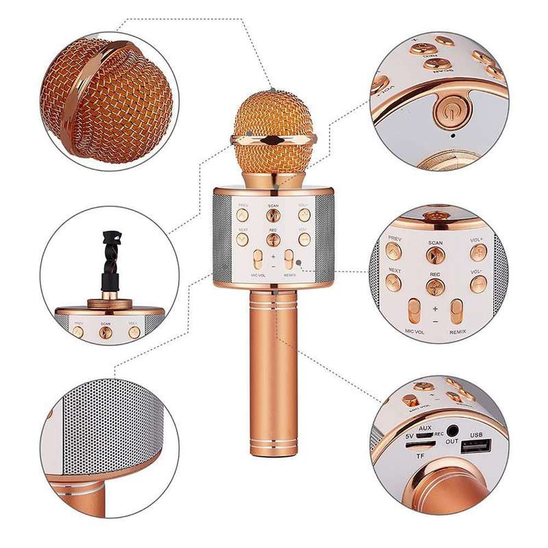 Wireless Microphone Karaoke Speaker For Smartphones - Rose Gold