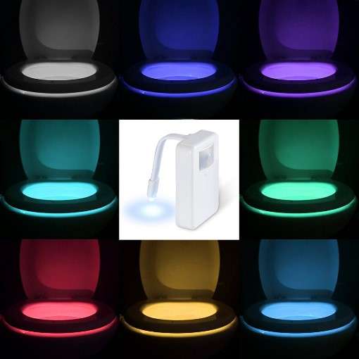 LED Motion Sensor Activated Toilet Night Light with 7 colours - No tools...No wiring ....No mess