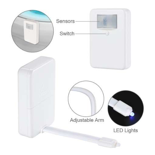 LED Motion Sensor Activated Toilet Night Light with 7 colours - No tools...No wiring ....No mess