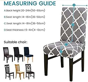 Stylish Elasticated Dining Room Chair Cover (Set of 2) | Moroccan Diamond Design | Grey/White