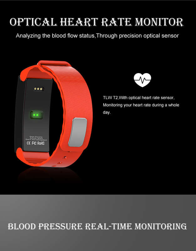 T2 Waterproof Smart Wristband Fitness Bracelet with Blood Pressure Monitor