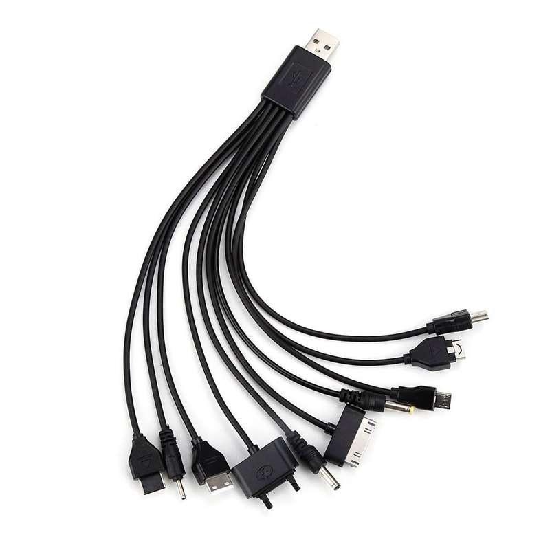 Universal 10 in 1 Multi USB Cable Car Charger for Mobile Phone | Black