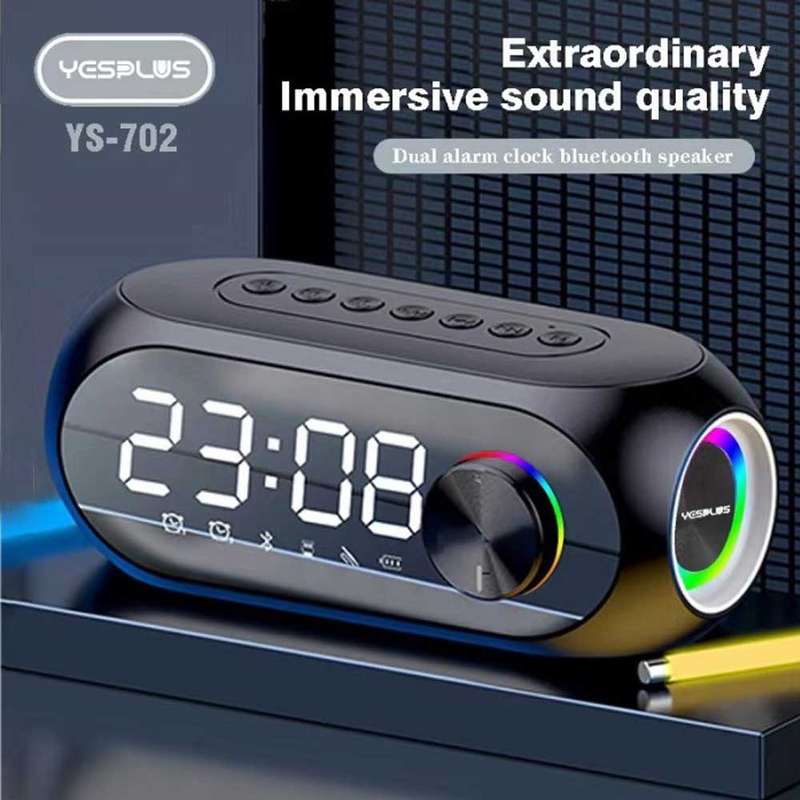 YESPLUS LED Alarm Clock with Bluetooth Speaker