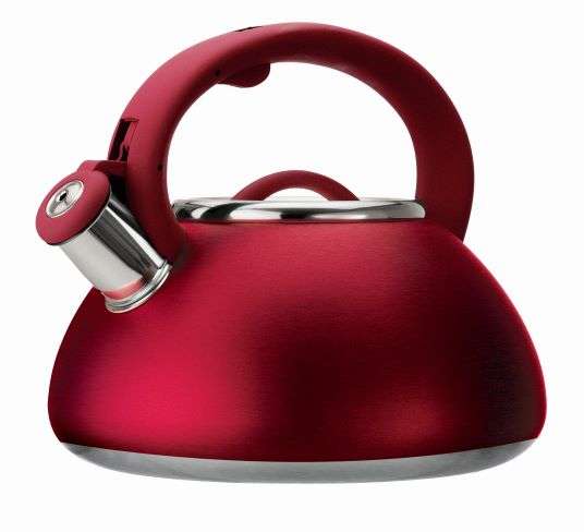 Round Bottomed Stainless Steel Whistling Kettle 2.6L | black | red | blue