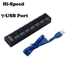 7 Ports USB 3.0 Hub with Independent Switch - Black colour
