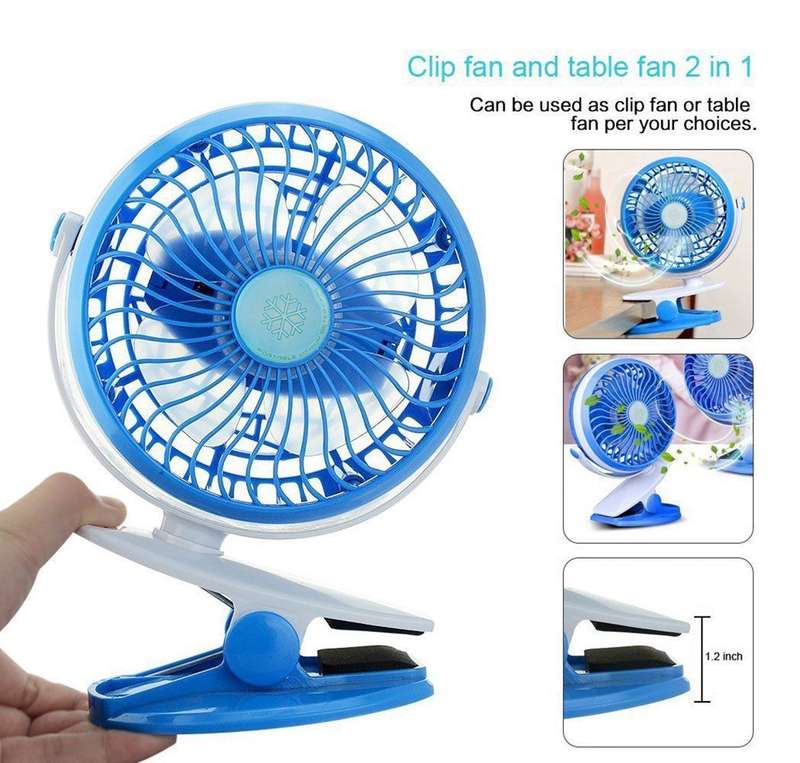 Small Rechargeable USB Portable Clip on Mini Desk and Table Fan