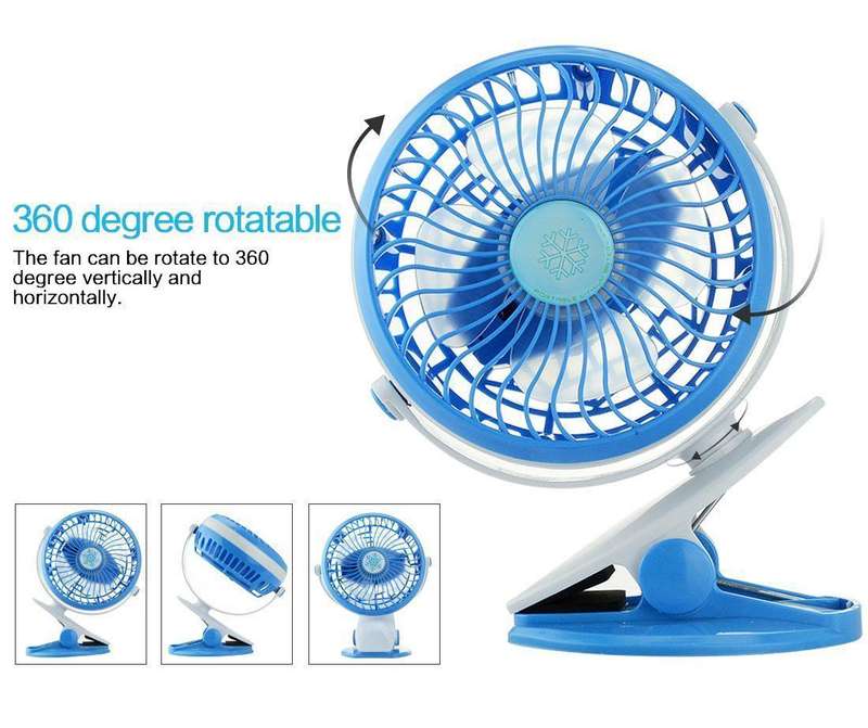 Small Rechargeable USB Portable Clip on Mini Desk and Table Fan
