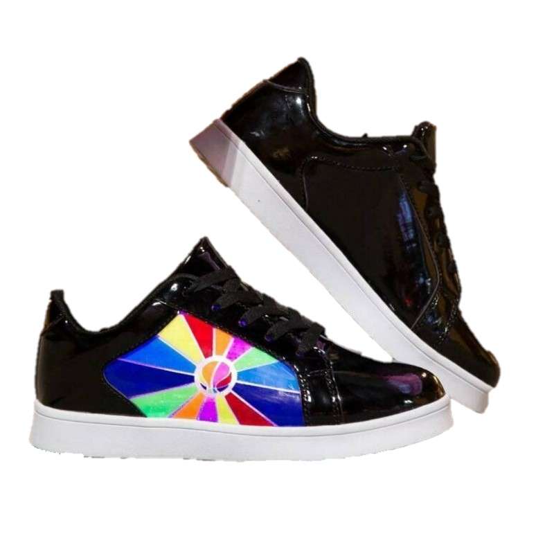LED Light-Up Rechargeable Rainbow Sneakers - Kids sizes SA 7 - 2 / BLACK