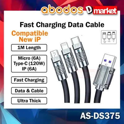 Abodos Fast Charging Data Cable Fully compatible With Data Cable 120W Pack of 3 AS-DS375 (Type - ...