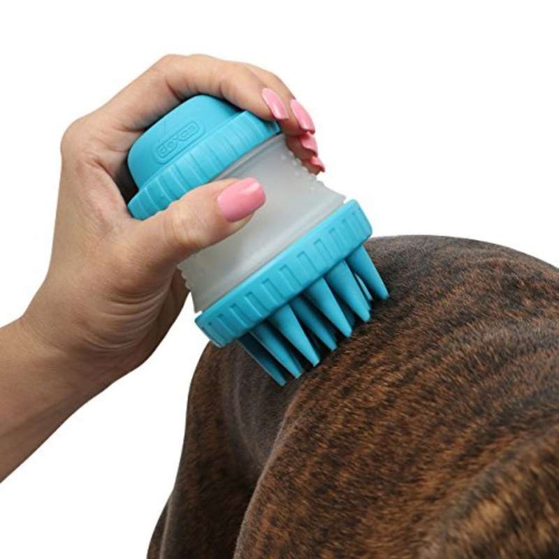 Silicone Dog Washing Brush with Built-in Shampoo Reservoir | Pack of 2 | Pink and Blue