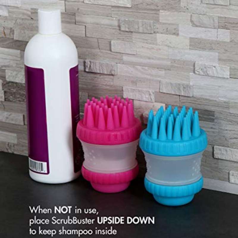 Silicone Dog Washing Brush with Built-in Shampoo Reservoir | Pack of 2 | Pink and Blue