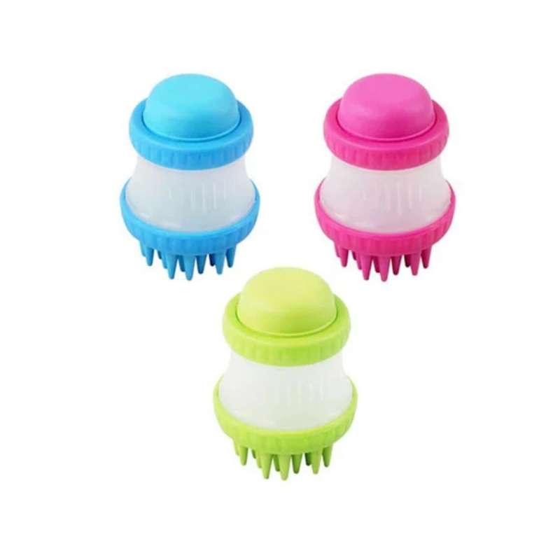 Silicone Dog Washing Brush with Built-in Shampoo Reservoir | Pack of 2 | Pink and Blue