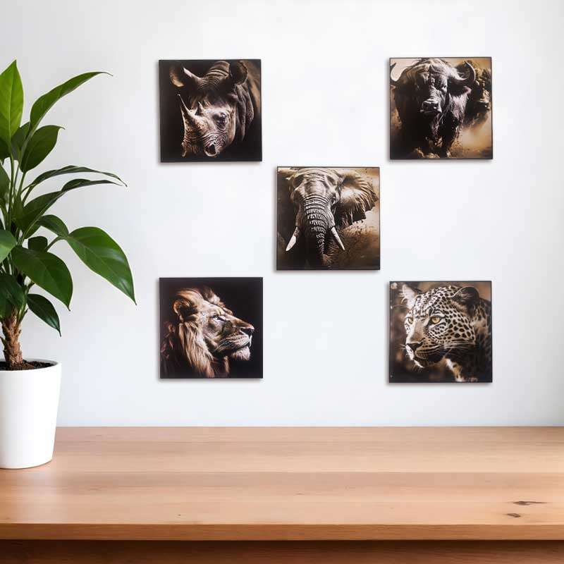 Wall Decor Big Five Wooden Tile Mount Art