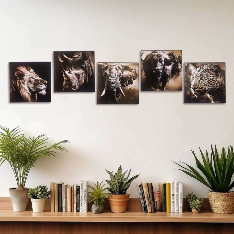 Wall Decor Big Five Wooden Tile Mount Art