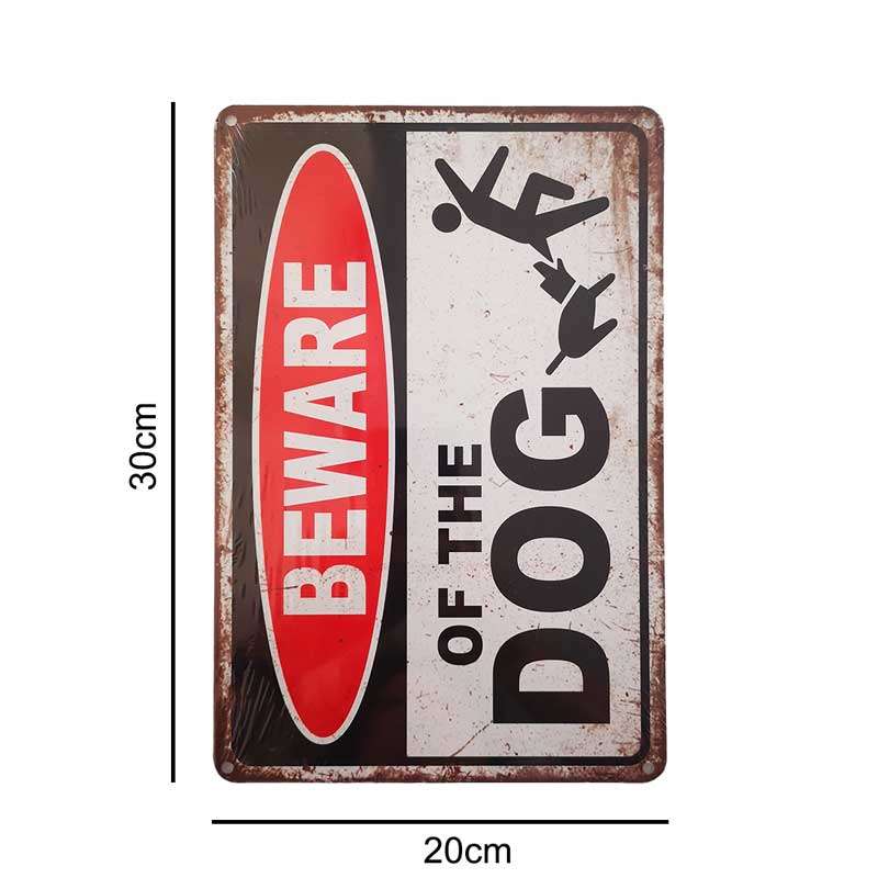 Vintage Metal Beware Of The Dog Wall Sign