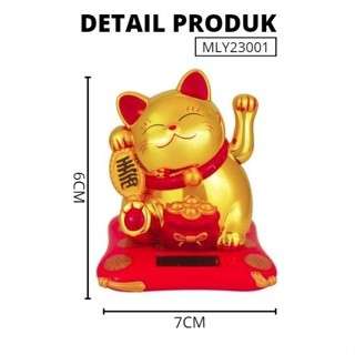Solar Energy Powered Gold Beckoning Lucky Money Cat for Home Office and Car décor