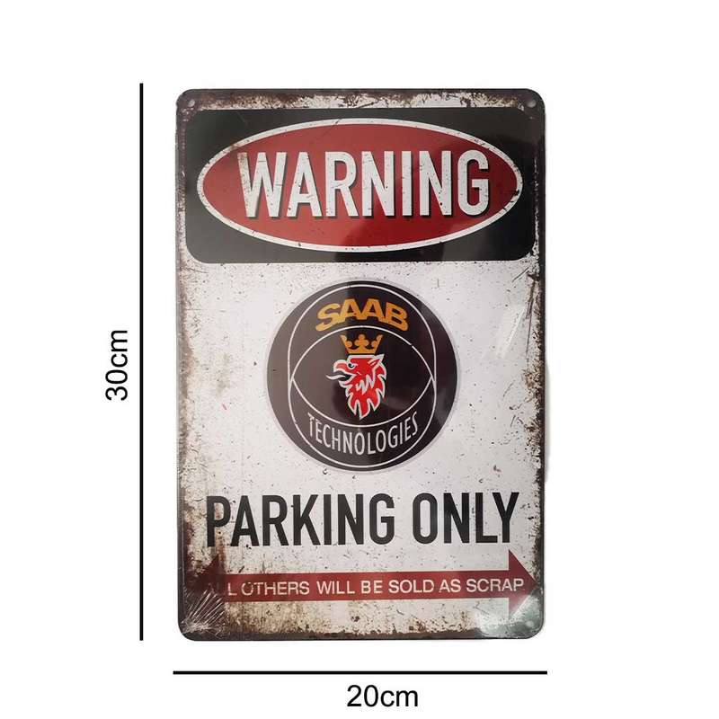 Vintage Metal SAAB Parking Wall Sign
