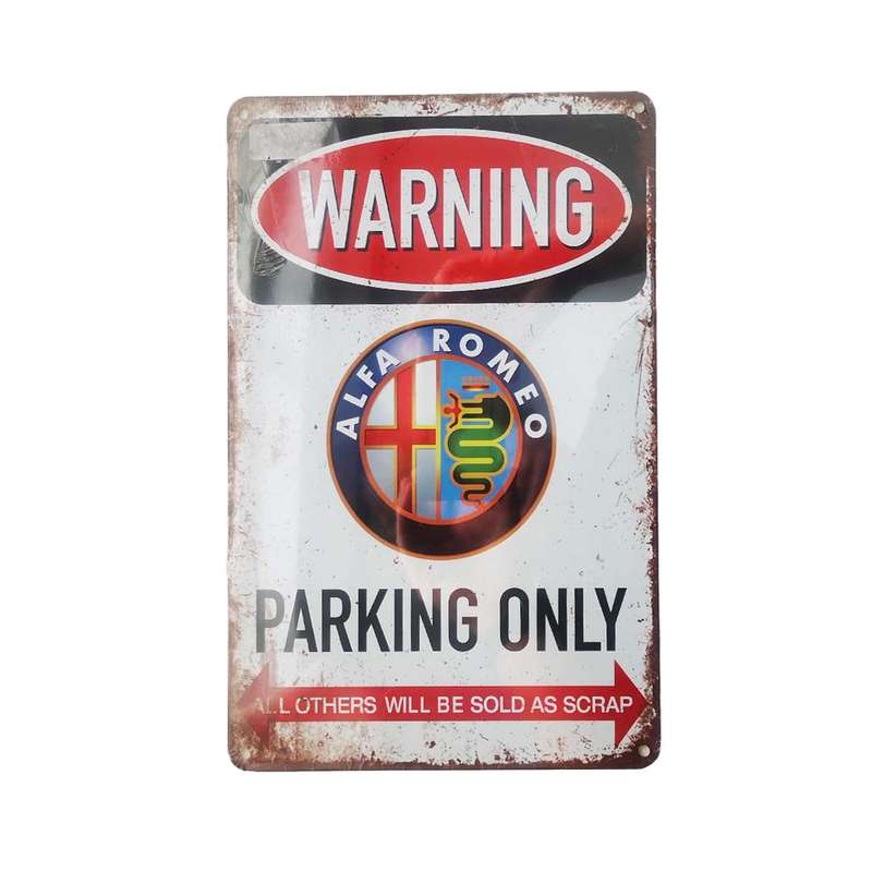 Vintage Metal Alpha Romeo Parking Wall Sign
