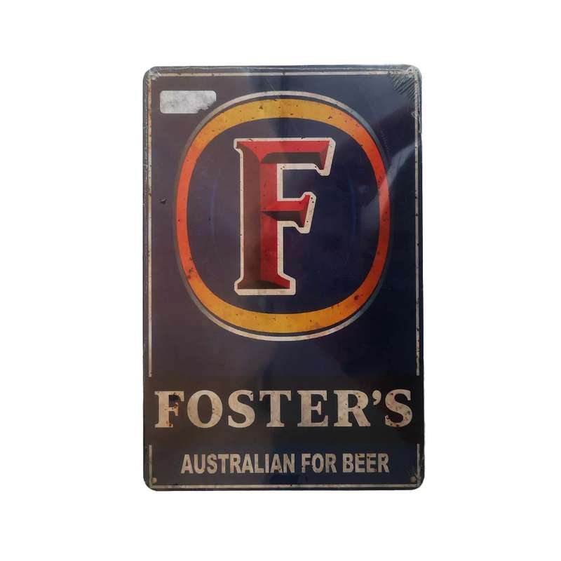 Vintage Metal Fosters Australian for Beer Wall Sign