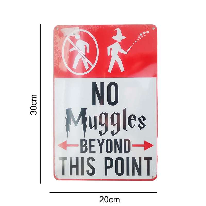 Metal Harry Potter Wall Sign - No Muggles Beyond This Point