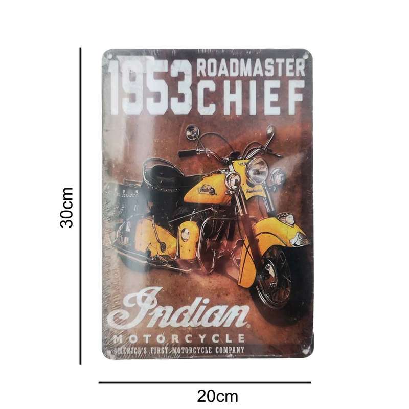 Vintage Metal Indian Motorcycle Wall Sign