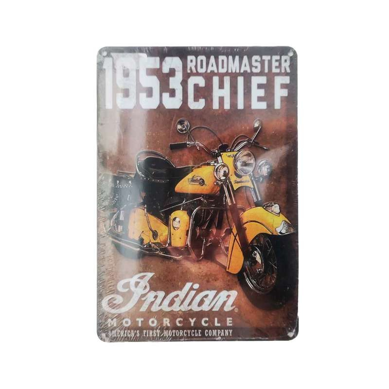 Vintage Metal Indian Motorcycle Wall Sign